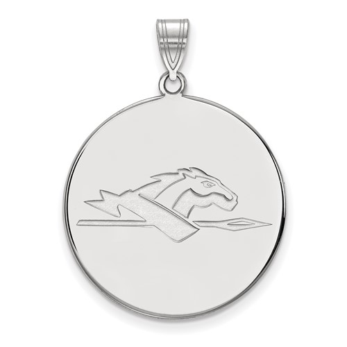 Sterling Silver Rhodium-plated LogoArt Longwood University Horse Extra Large Disc Pendant