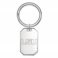 Sterling Silver Rhodium-plated LogoArt Louisiana State University L-s-u Key Ring view 1