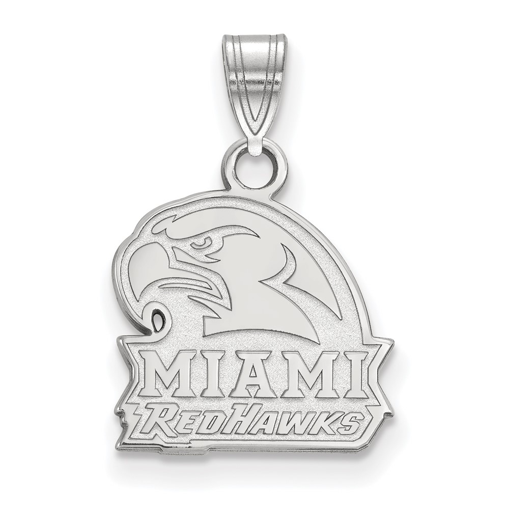 Sterling Silver Rhodium-plated LogoArt Miami University Ohio Redhawks Small Pendant