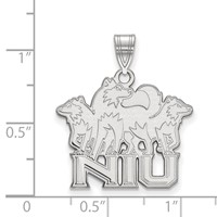 Sterling Silver Rhodium-plated LogoArt Northern Illinois University N-i-u Pendant with Huskies Large view 2