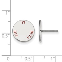 Sterling Silver Rhodium-plated LogoArt Pi Beta Phi Sorority Text Color Enamel Post Earrings view 2