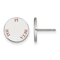 Sterling Silver Rhodium-plated LogoArt Pi Beta Phi Sorority Text Color Enamel Post Earrings view 1