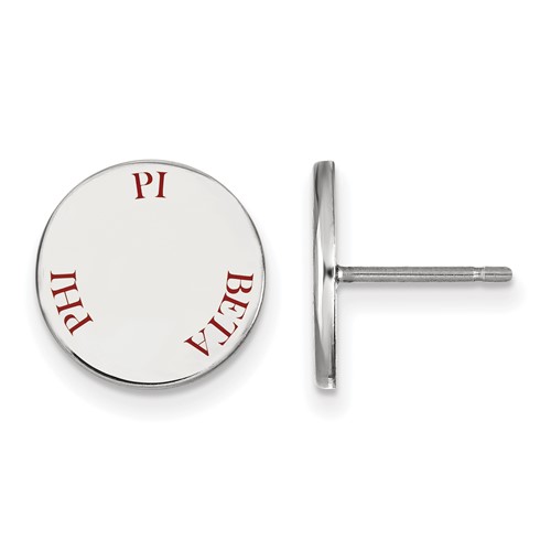 Sterling Silver Rhodium-plated LogoArt Pi Beta Phi Sorority Text Color Enamel Post Earrings