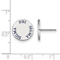 Sterling Silver Rhodium-plated LogoArt Phi Sigma Sigma Sorority Text Color Enamel Post Earrings view 2