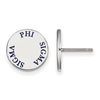 Sterling Silver Rhodium-plated LogoArt Phi Sigma Sigma Sorority Text Color Enamel Post Earrings view 1