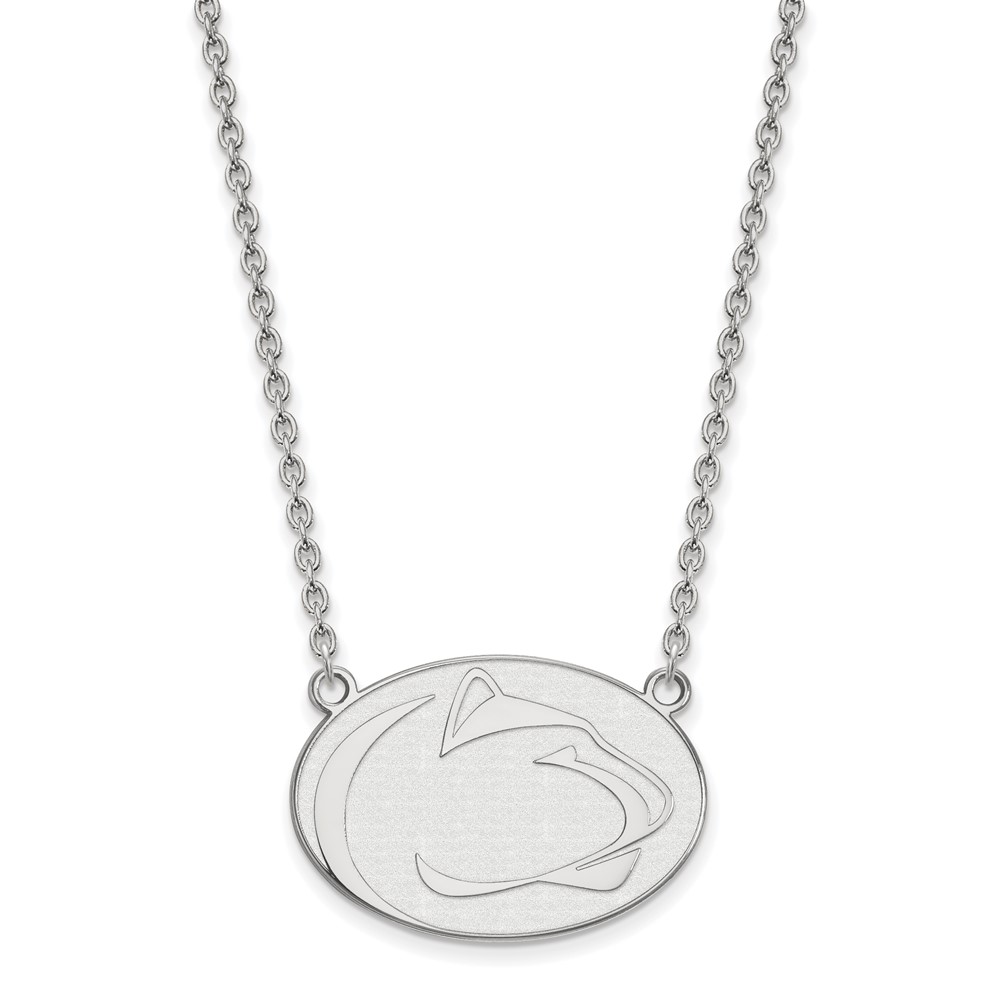 Sterling Silver Rhodium-plated LogoArt Penn State University Lion Large Pendant Necklace, 18"