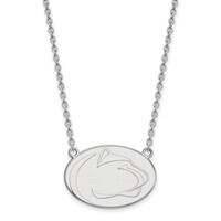 Sterling Silver Rhodium-plated LogoArt Penn State University Lion Large Pendant Necklace, 18" view 1