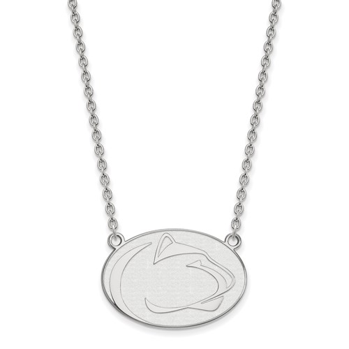 Sterling Silver Rhodium-plated LogoArt Penn State University Lion Large Pendant Necklace, 18"
