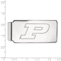 Sterling Silver Rhodium-plated LogoArt Purdue University Letter P Money Clip view 2