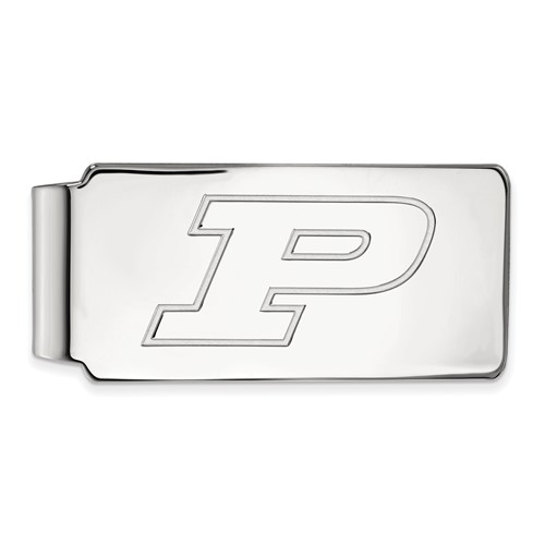 Sterling Silver Rhodium-plated LogoArt Purdue University Letter P Money Clip