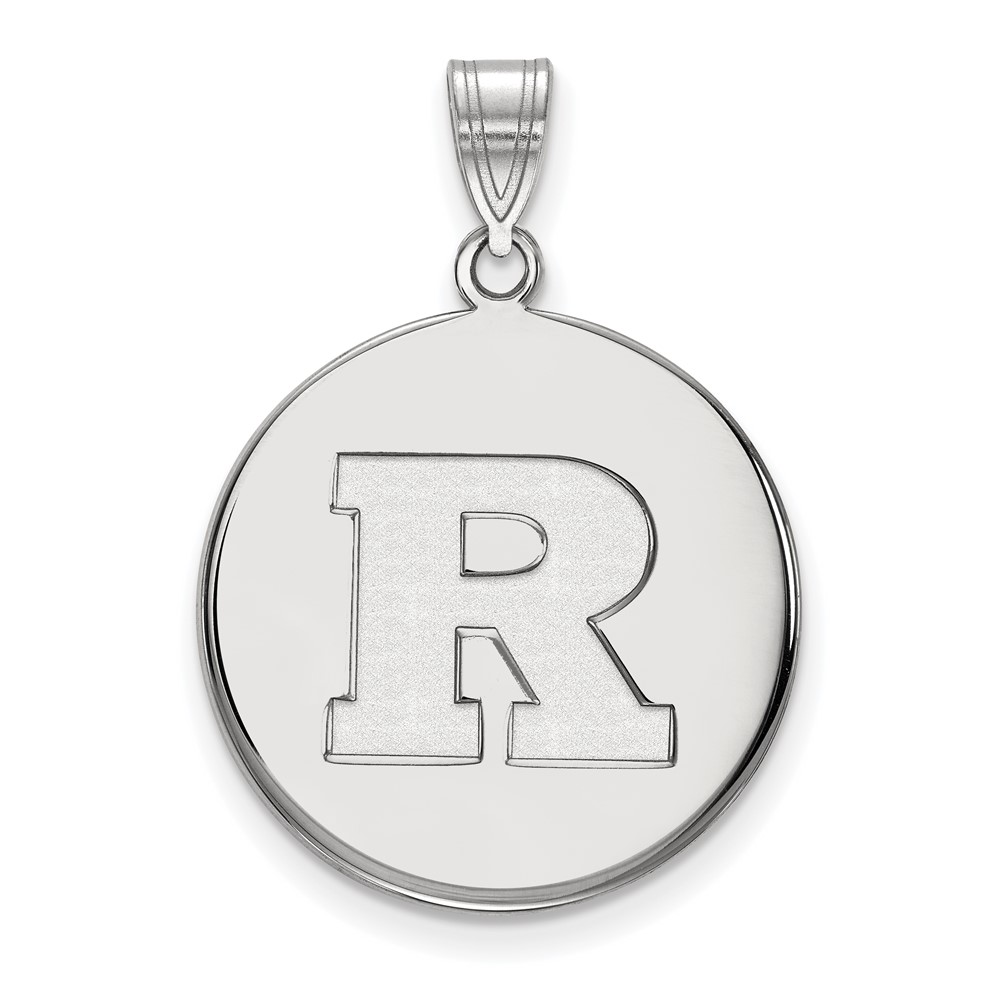 Sterling Silver Rhodium-plated LogoArt Rutgers University Letter R Large Disc Pendant