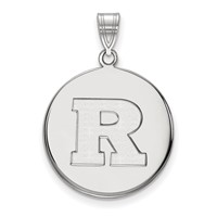 Sterling Silver Rhodium-plated LogoArt Rutgers University Letter R Large Disc Pendant view 1