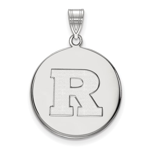 Sterling Silver Rhodium-plated LogoArt Rutgers University Letter R Large Disc Pendant