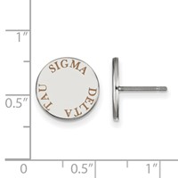 Sterling Silver Rhodium-plated LogoArt Sigma Delta Tau Sorority Text Color Enamel Post Earrings view 2