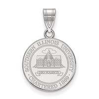 Sterling Silver Rhodium-plated LogoArt Southern Illinois University Medium Crest Pendant view 1