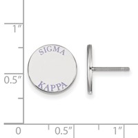 Sterling Silver Rhodium-plated LogoArt Sigma Kappa Sorority Text Color Enamel Post Earrings view 2
