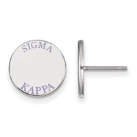 Sterling Silver Rhodium-plated LogoArt Sigma Kappa Sorority Text Color Enamel Post Earrings view 1