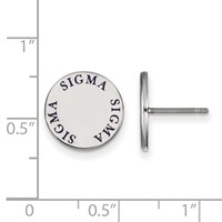 Sterling Silver Rhodium-plated LogoArt Sigma Sigma Sigma Sorority Text Color Enamel Post Earrings view 2