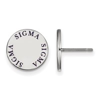 Sterling Silver Rhodium-plated LogoArt Sigma Sigma Sigma Sorority Text Color Enamel Post Earrings view 1