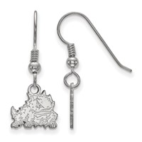 Sterling Silver Rhodium-plated LogoArt Texas Christian University Horned Frog Extra Small Dangle Wire Earrings view 1