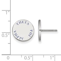 Sterling Silver Rhodium-plated LogoArt Theta Phi Alpha Sorority Text Color Enamel Post Earrings view 2