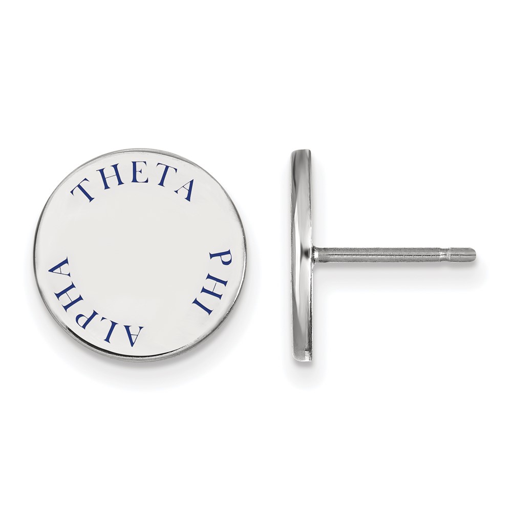 Sterling Silver Rhodium-plated LogoArt Theta Phi Alpha Sorority Text Color Enamel Post Earrings