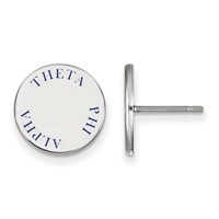Sterling Silver Rhodium-plated LogoArt Theta Phi Alpha Sorority Text Color Enamel Post Earrings view 1