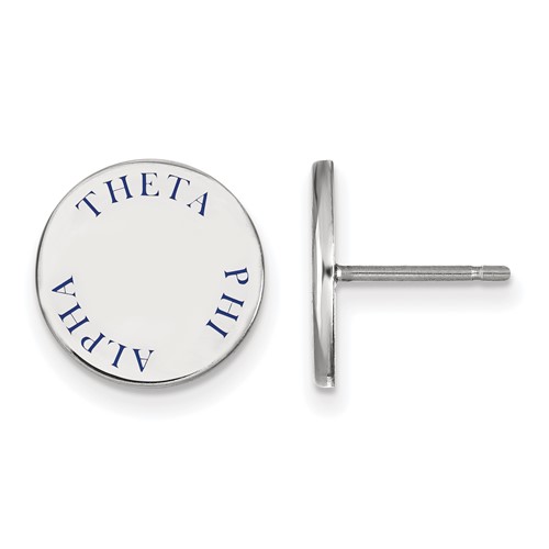 Sterling Silver Rhodium-plated LogoArt Theta Phi Alpha Sorority Text Color Enamel Post Earrings