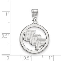 Sterling Silver Rhodium-plated LogoArt University of Central Florida U-c-f Medium Circle Pendant view 2