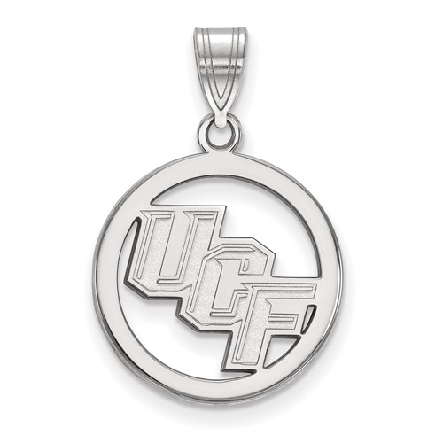 Sterling Silver Rhodium-plated LogoArt University of Central Florida U-c-f Medium Circle Pendant