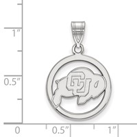 Sterling Silver Rhodium-plated LogoArt University of Colorado Buffalo Medium Circle Pendant view 2