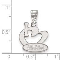 Sterling Silver Rhodium-plated LogoArt University of Mississippi Large I Heart Ole Miss Pendant view 2