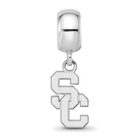 Sterling Silver Rhodium-plated LogoArt University of Southern California S-c Small Dangle Bead Charm view 3