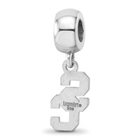 Sterling Silver Rhodium-plated LogoArt University of Southern California S-c Small Dangle Bead Charm view 5