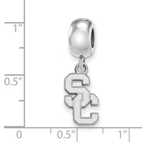 Sterling Silver Rhodium-plated LogoArt University of Southern California S-c Small Dangle Bead Charm view 4