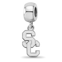 Sterling Silver Rhodium-plated LogoArt University of Southern California S-c Small Dangle Bead Charm view 1