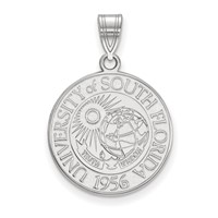 Sterling Silver Rhodium-plated LogoArt University of South Florida Large Crest Pendant view 1