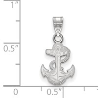 Sterling Silver Rhodium-plated LogoArt US Naval Academy Anchor Small Pendant view 2