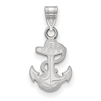 Sterling Silver Rhodium-plated LogoArt US Naval Academy Anchor Small Pendant view 1