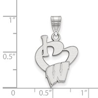 Sterling Silver Rhodium-plated LogoArt University of Wisconsin Large I Heart Pendant view 2