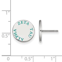 Sterling Silver Rhodium-plated LogoArt Zeta Tau Alpha Sorority Text Color Enamel Post Earrings view 2