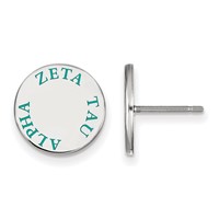 Sterling Silver Rhodium-plated LogoArt Zeta Tau Alpha Sorority Text Color Enamel Post Earrings view 1