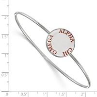 Sterling Silver Rh-plated LogoArt Alpha Chi Omega Enameled Slip-on Bangle view 3
