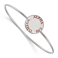 Sterling Silver Rh-plated LogoArt Alpha Chi Omega Enameled Slip-on Bangle view 1
