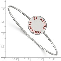 Sterling S. Rh-plated LogoArt Alpha Omicron Pi Enameled Slip-on Bangle view 2