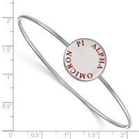 Sterling S. Rh-plated LogoArt Alpha Omicron Pi Enameled Slip-on Bangle view 3