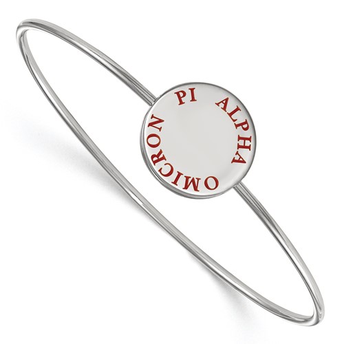 Sterling S. Rh-plated LogoArt Alpha Omicron Pi Enameled Slip-on Bangle