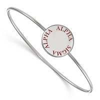 Sterling S. Rh-plated LogoArt Alpha Sigma Alpha Enameled Slip-on Bangle view 1