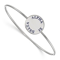 Sterling Silver Rh-plated LogoArt Alpha Xi Delta Enameled Slip-on Bangle view 1
