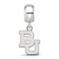 Sterling Silver Rhodium-plated LogoArt Baylor University Bears Small Dangle Bead Charm view 3